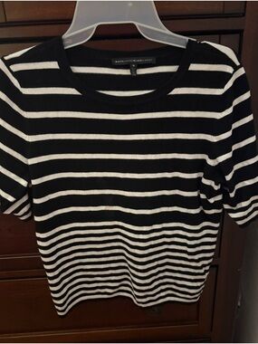 White House Black Market Black and White Striped Top